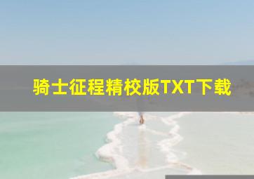 骑士征程精校版TXT下载