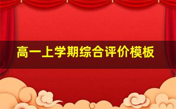 高一上学期综合评价模板