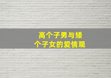 高个子男与矮个子女的爱情观