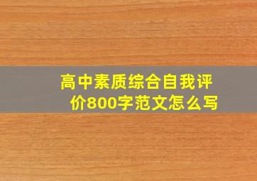 高中素质综合自我评价800字范文怎么写