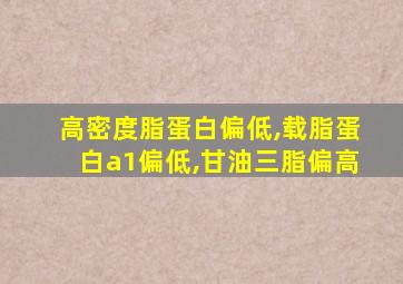 高密度脂蛋白偏低,载脂蛋白a1偏低,甘油三脂偏高