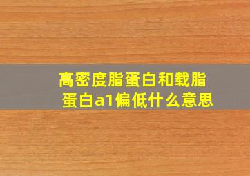 高密度脂蛋白和载脂蛋白a1偏低什么意思