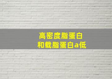 高密度脂蛋白和载脂蛋白a低