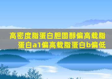 高密度脂蛋白胆固醇偏高载脂蛋白a1偏高载脂蛋白b偏低