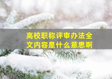 高校职称评审办法全文内容是什么意思啊