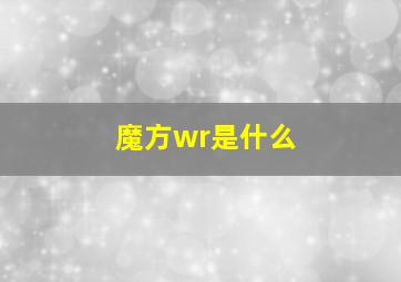 魔方wr是什么