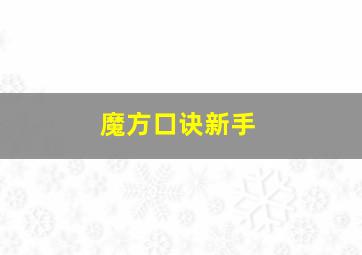 魔方口诀新手