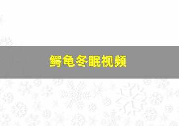 鳄龟冬眠视频