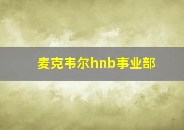 麦克韦尔hnb事业部