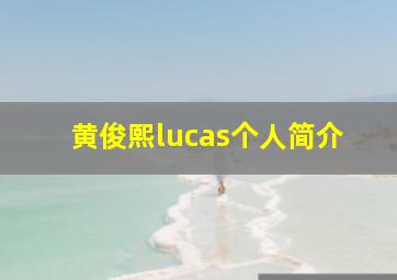 黄俊熙lucas个人简介