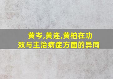 黄岑,黄连,黄柏在功效与主治病症方面的异同