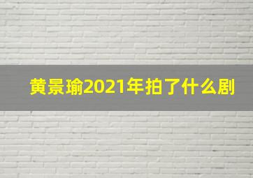 黄景瑜2021年拍了什么剧