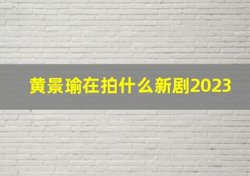 黄景瑜在拍什么新剧2023