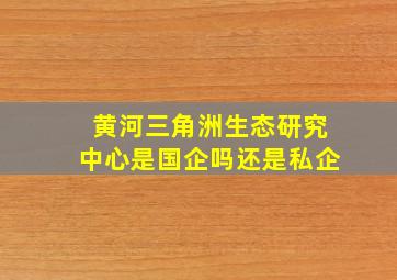 黄河三角洲生态研究中心是国企吗还是私企