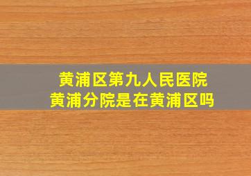 黄浦区第九人民医院黄浦分院是在黄浦区吗