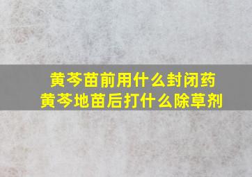 黄芩苗前用什么封闭药黄芩地苗后打什么除草剂