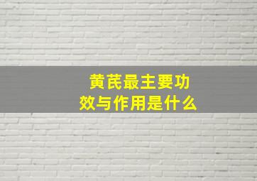 黄芪最主要功效与作用是什么