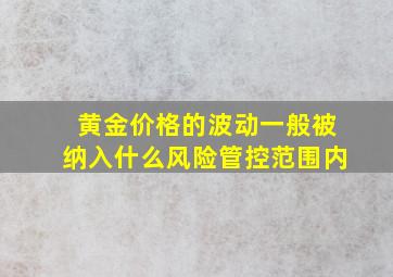 黄金价格的波动一般被纳入什么风险管控范围内