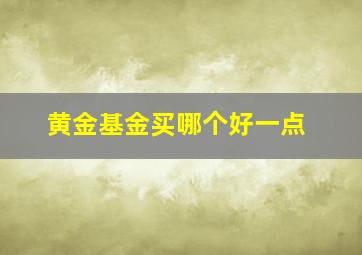 黄金基金买哪个好一点