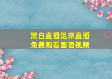 黑白直播足球直播免费观看国语视频