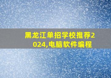 黑龙江单招学校推荐2024,电脑软件编程