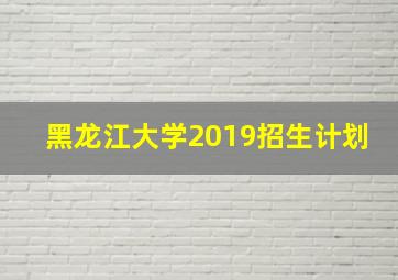 黑龙江大学2019招生计划