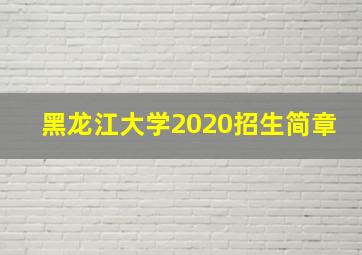 黑龙江大学2020招生简章