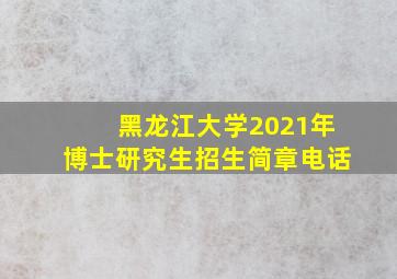 黑龙江大学2021年博士研究生招生简章电话