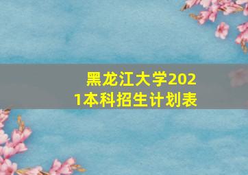 黑龙江大学2021本科招生计划表