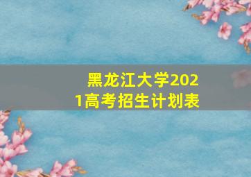 黑龙江大学2021高考招生计划表