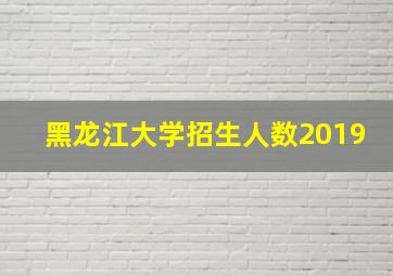 黑龙江大学招生人数2019