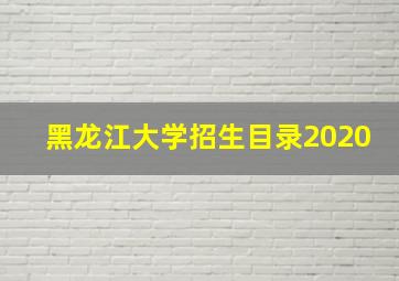 黑龙江大学招生目录2020