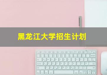 黑龙江大学招生计划