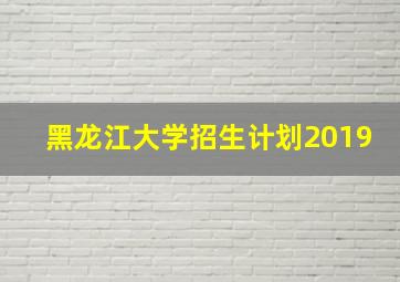 黑龙江大学招生计划2019