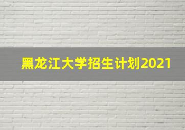 黑龙江大学招生计划2021