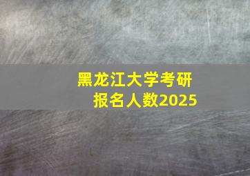 黑龙江大学考研报名人数2025