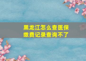 黑龙江怎么查医保缴费记录查询不了