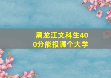 黑龙江文科生400分能报哪个大学