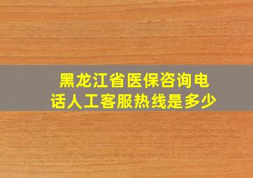 黑龙江省医保咨询电话人工客服热线是多少