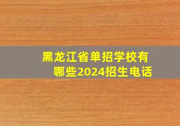 黑龙江省单招学校有哪些2024招生电话