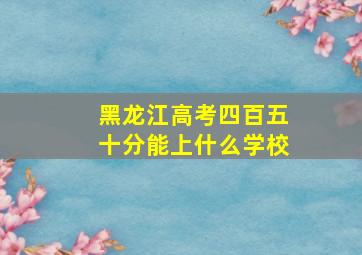 黑龙江高考四百五十分能上什么学校