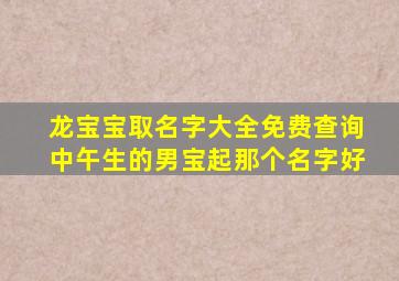 龙宝宝取名字大全免费查询中午生的男宝起那个名字好