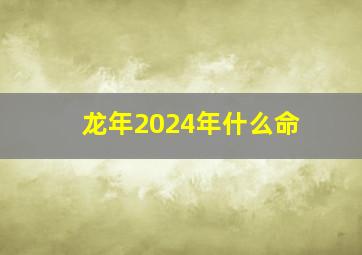 龙年2024年什么命