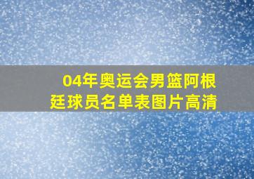 04年奥运会男篮阿根廷球员名单表图片高清