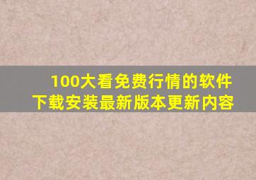 100大看免费行情的软件下载安装最新版本更新内容