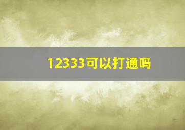 12333可以打通吗