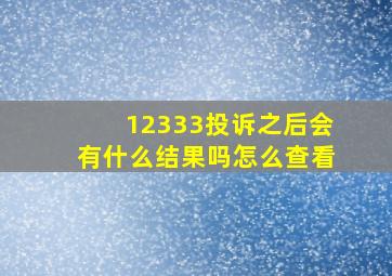 12333投诉之后会有什么结果吗怎么查看