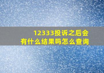 12333投诉之后会有什么结果吗怎么查询