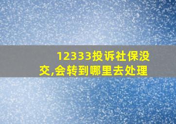 12333投诉社保没交,会转到哪里去处理