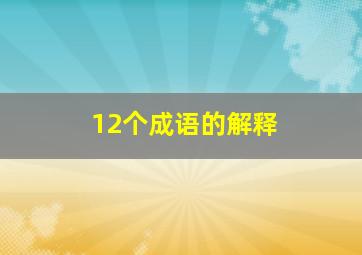 12个成语的解释